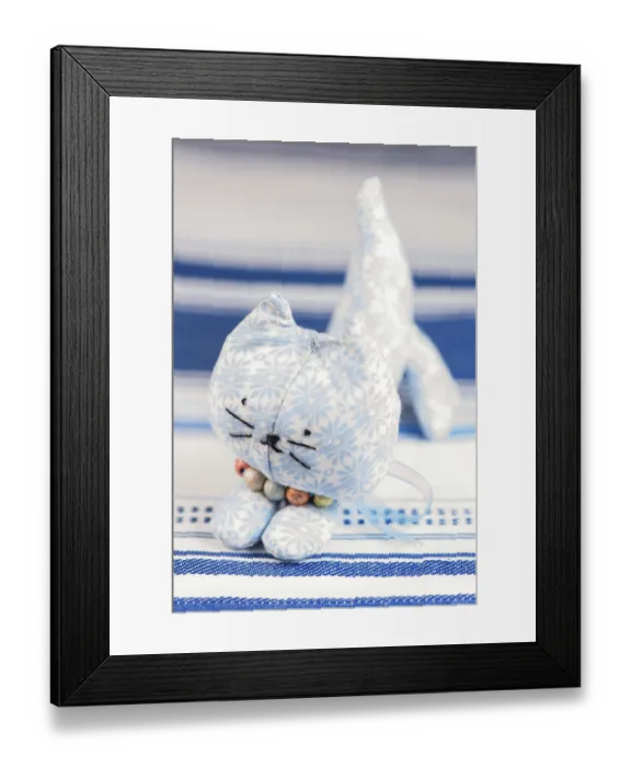 Framed Print : Homemade puppet, a cat
