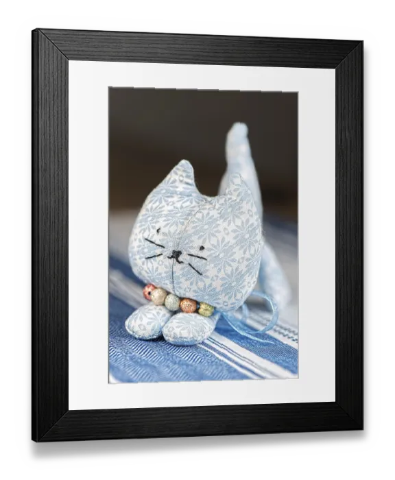 Framed Print : Homemade puppet, a cat