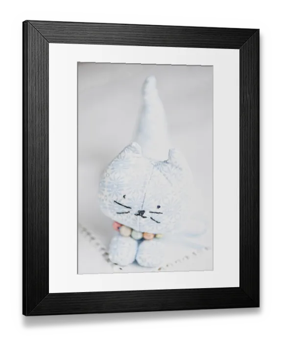 Framed Print : Homemade puppet, a cat