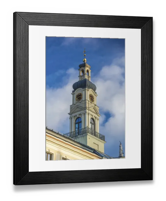 Framed Print : Riga Latvia, The clock tower of the Town Hall in Riga