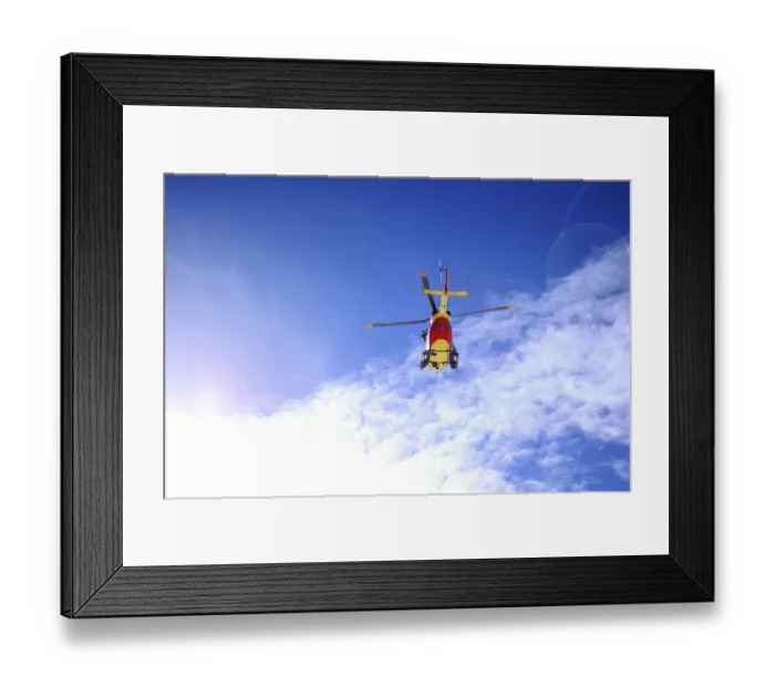 Framed Print : Helicopter in mountains - France Alps - nature and transportation background Framed Print : Helicopter in mountains - France Alps - nature and transportation background