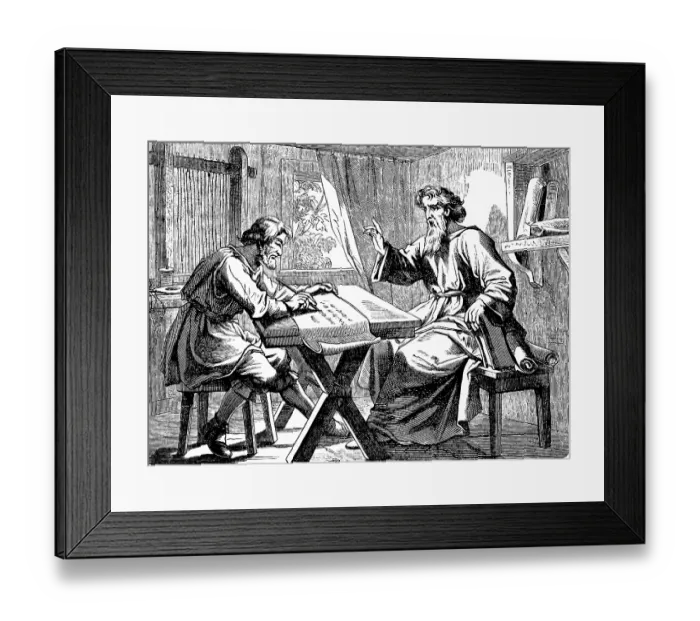 Framed Print : Paul dictates to Tertius the letter to the Romans Framed Print : Paul dictates to Tertius the letter to the Romans
