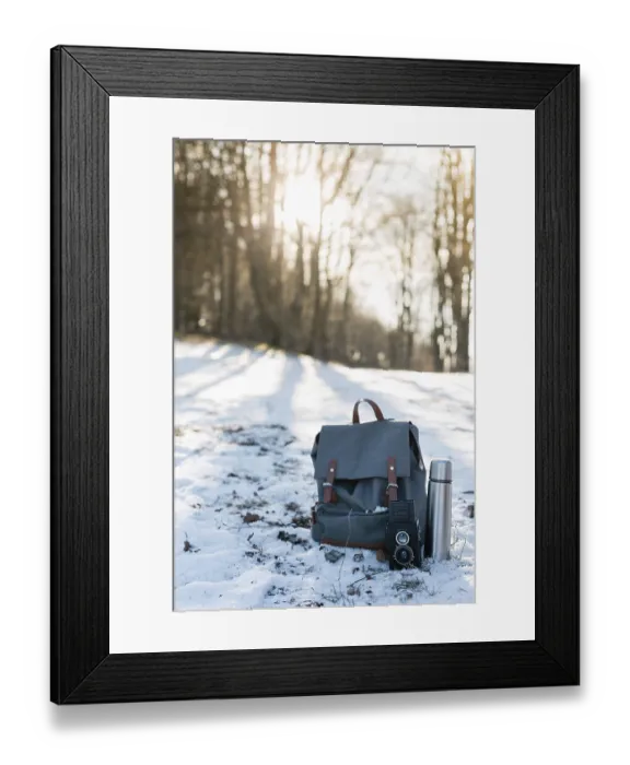 Framed Print : Camping elements equipment on the mountain at the winter time next to the bonfire Framed Print : Camping elements equipment on the mountain at the winter time next to the bonfire
