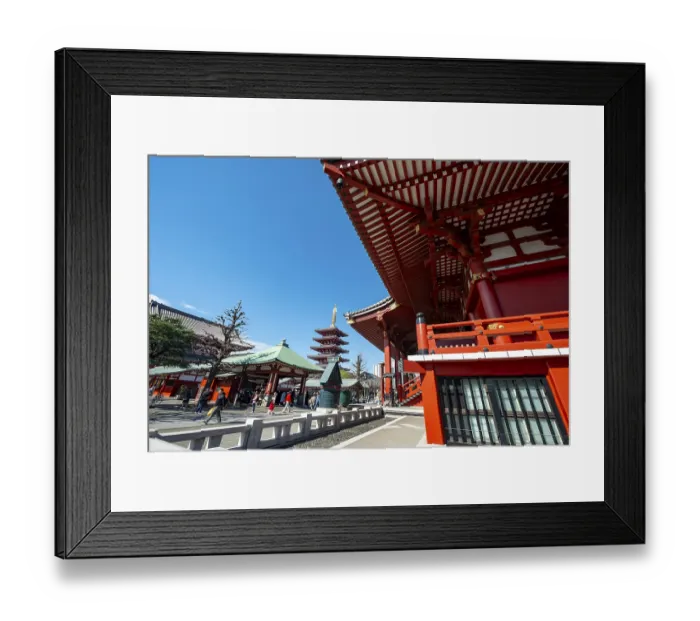 Framed Print : Buddhist temple complex with five-story pagoda