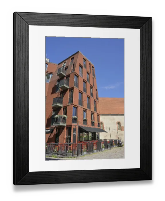 Framed Print : Modern new building in the old town