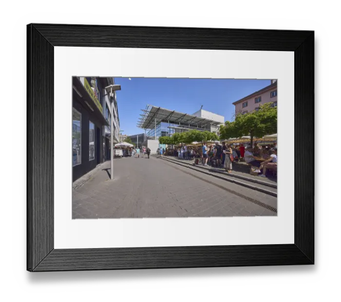 Framed Print : Pedestrian zone, commercial building Framed Print : Pedestrian zone, commercial building