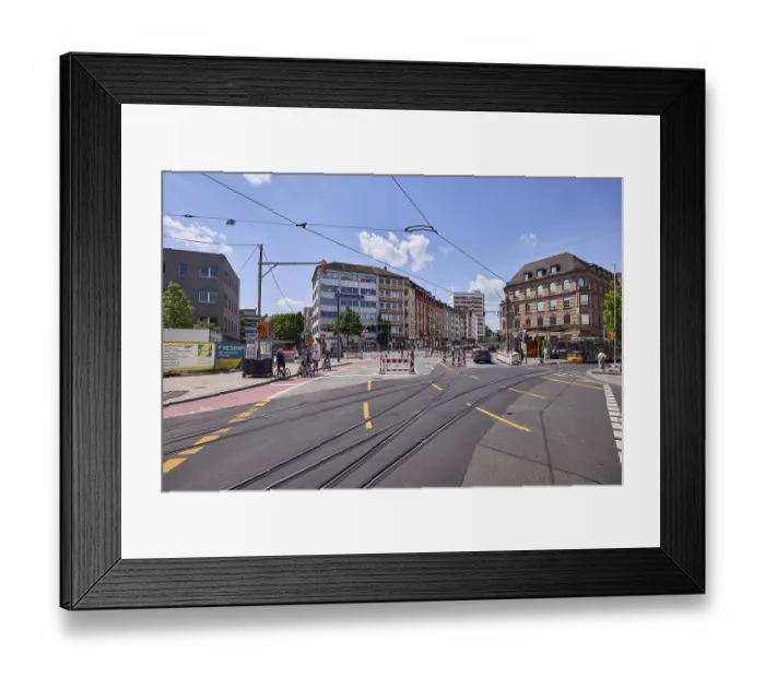Framed Print : Traffic area, road construction