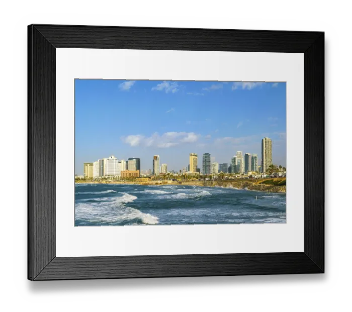 Framed Print : Sunny day aerial view cityscape of tel aviv city
