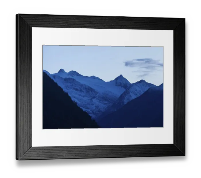Framed Print : Stubai Glacier with Mount Zuckerhutl at dusk