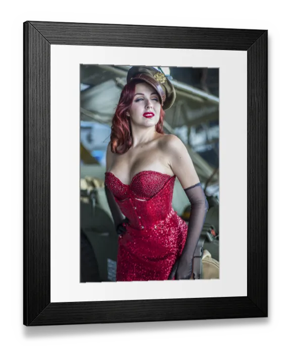 Framed Print : Captain, beautiful woman with pinup style of the Second World War