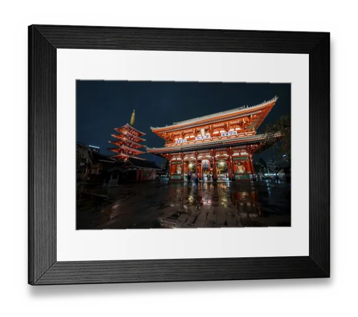 Framed Print : Illuminated five-story pagoda and main hall of Asakusa Shrine or Senso-ji Temple Framed Print : Illuminated five-story pagoda and main hall of Asakusa Shrine or Senso-ji Temple