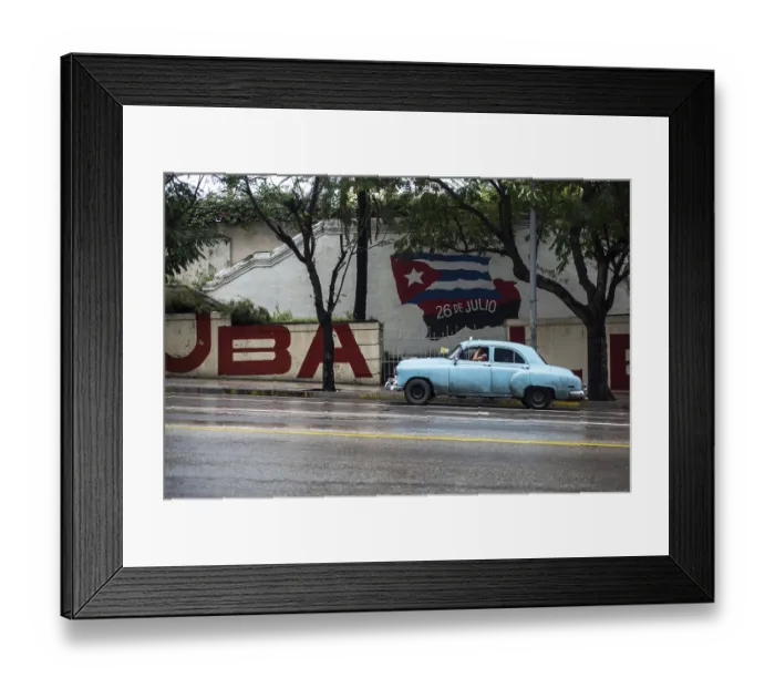 Framed Print : Street scene on rainy day in Havana, Cuba