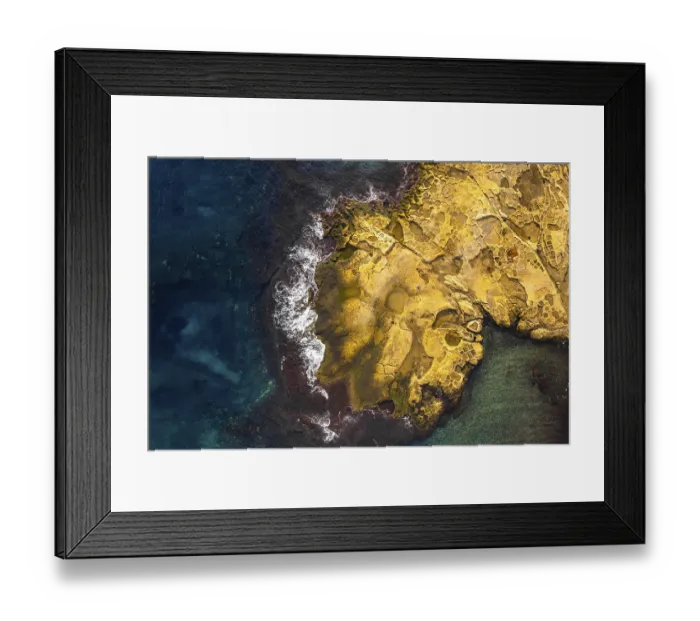 Framed Print : Salt pans in Malta, aerial dorne view, Malta
