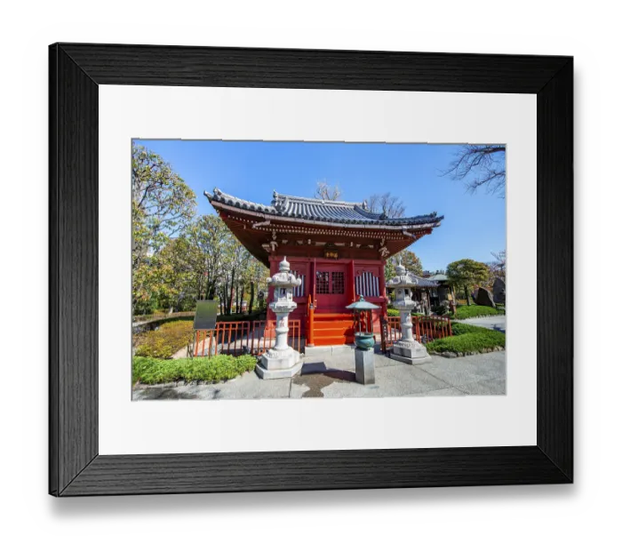 Framed Print : Small red pavilion, Buddhist temple complex Framed Print : Small red pavilion, Buddhist temple complex