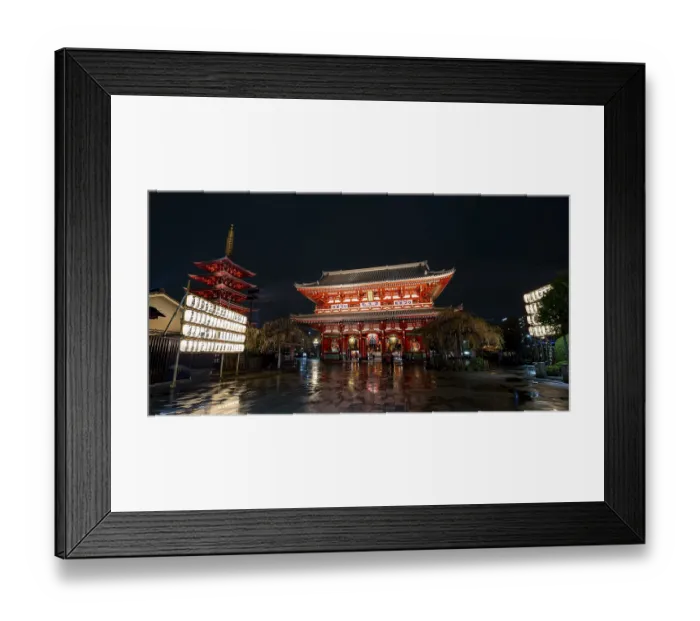 Framed Print : Illuminated five-story pagoda and main hall of Asakusa Shrine or Senso-ji Temple Framed Print : Illuminated five-story pagoda and main hall of Asakusa Shrine or Senso-ji Temple