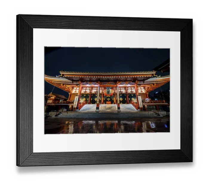 Framed Print : Illuminated main hall of Asakusa Shrine or Senso-ji Temple
