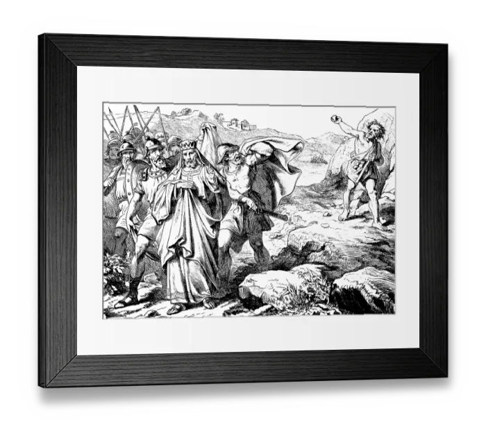 Framed Print : Simei throws stones and curses David
