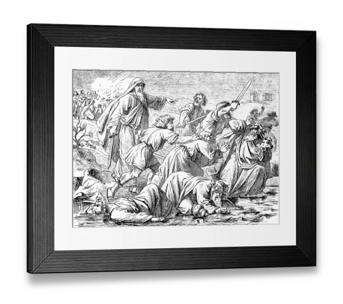 Framed Print : Elijah has the, Baal priest grab and kill Framed Print : Elijah has the, Baal priest grab and kill