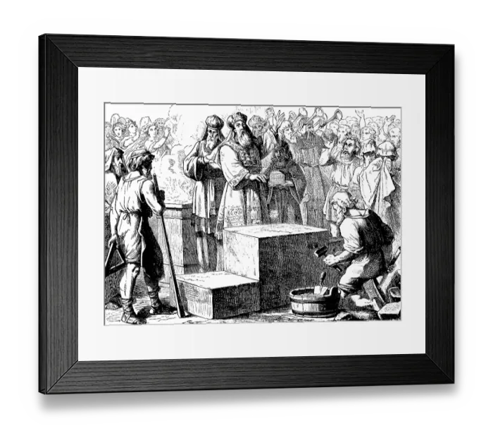 Framed Print : Laying the foundation stone of the temple