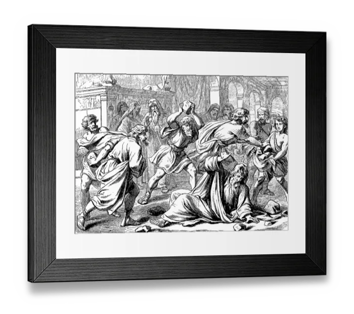 Framed Print : Why do you break the laws of the Lord? The Prophet Zacharia is stoned Framed Print : Why do you break the laws of the Lord? The Prophet Zacharia is stoned