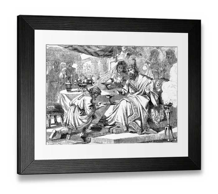 Framed Print : The cupbearer Nehemiah complains to the great king of his hometown Jerusalem