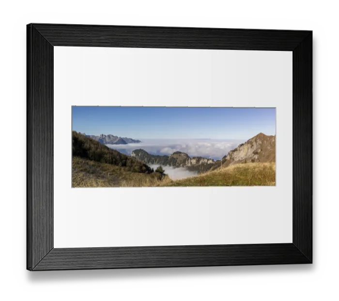 Framed Print : View of sea of fog on Lake Geneva from Berneuse