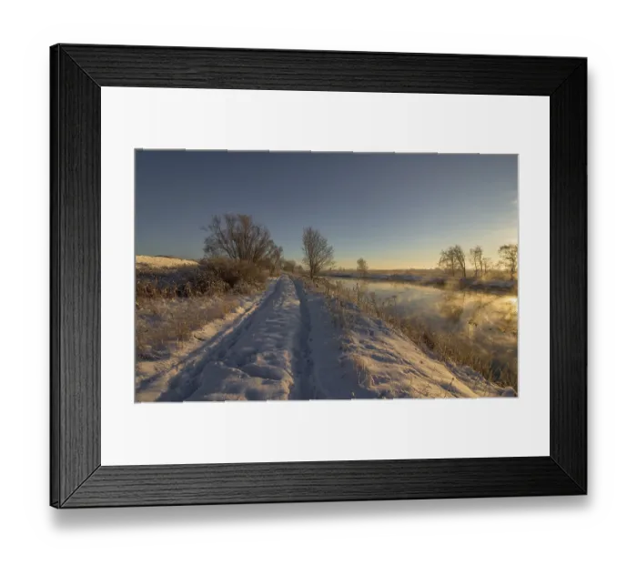Framed Print : Winter landscape with snow, sea Framed Print : Winter landscape with snow, sea