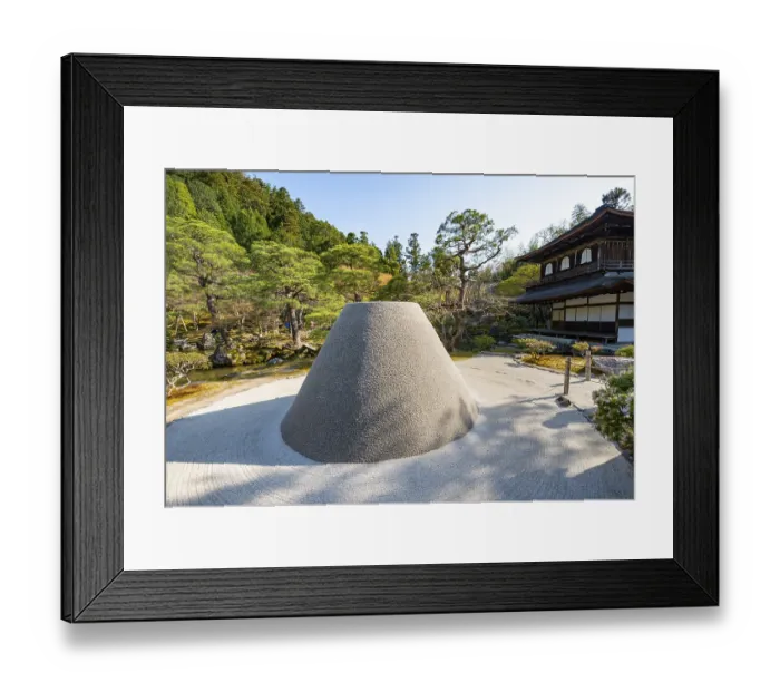 Framed Print : Rock garden, Zen garden with Kogetsudai Mount Fuji replica Framed Print : Rock garden, Zen garden with Kogetsudai Mount Fuji replica
