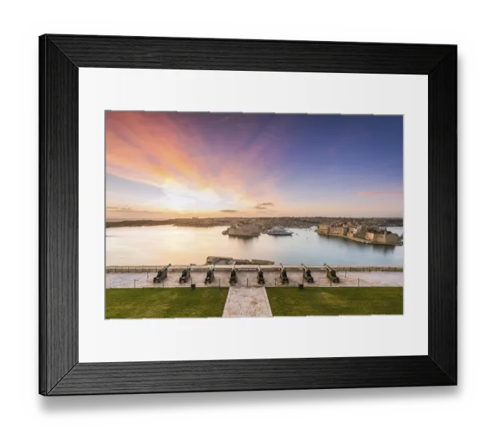 Framed Print : Beautiful sunrise over Three Cities in Malta Framed Print : Beautiful sunrise over Three Cities in Malta