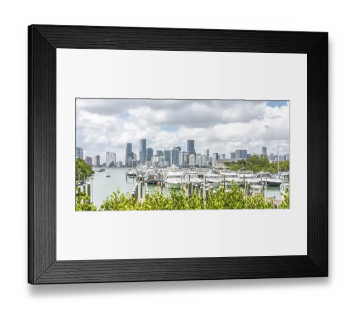 Framed Print : Miami Downtown skyline in daytime with Biscayne Bay