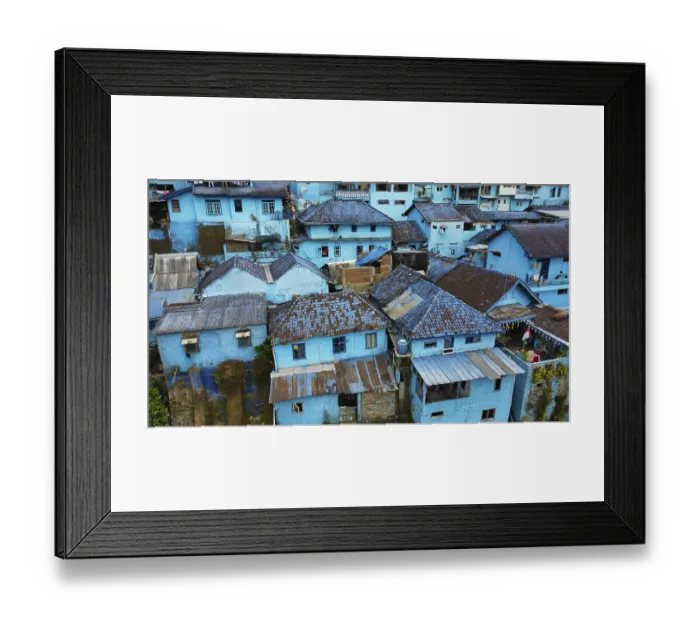Framed Print : The blue village in Indonesia, photograped with a drone Framed Print : The blue village in Indonesia, photograped with a drone