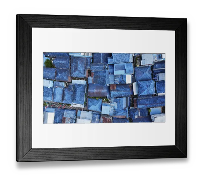 Framed Print : The blue village in Indonesia, photograped with a drone Framed Print : The blue village in Indonesia, photograped with a drone