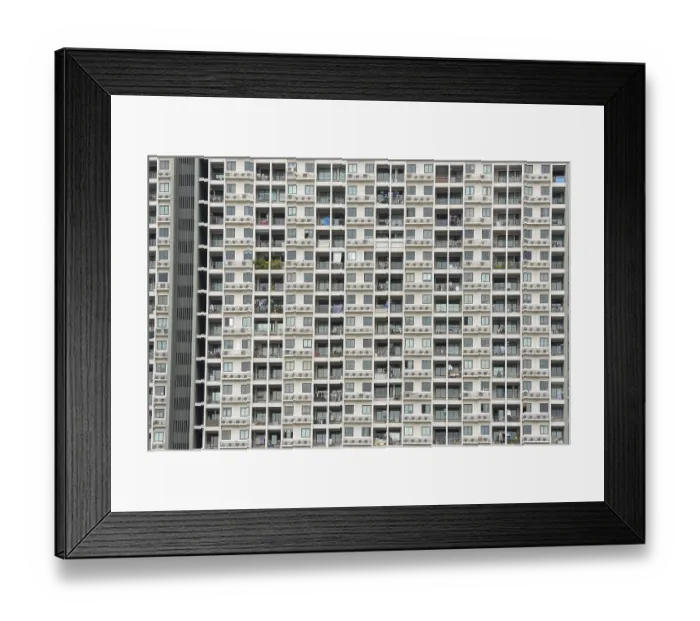 Framed Print : Exterior facade of a residential high-rise building of Condo U