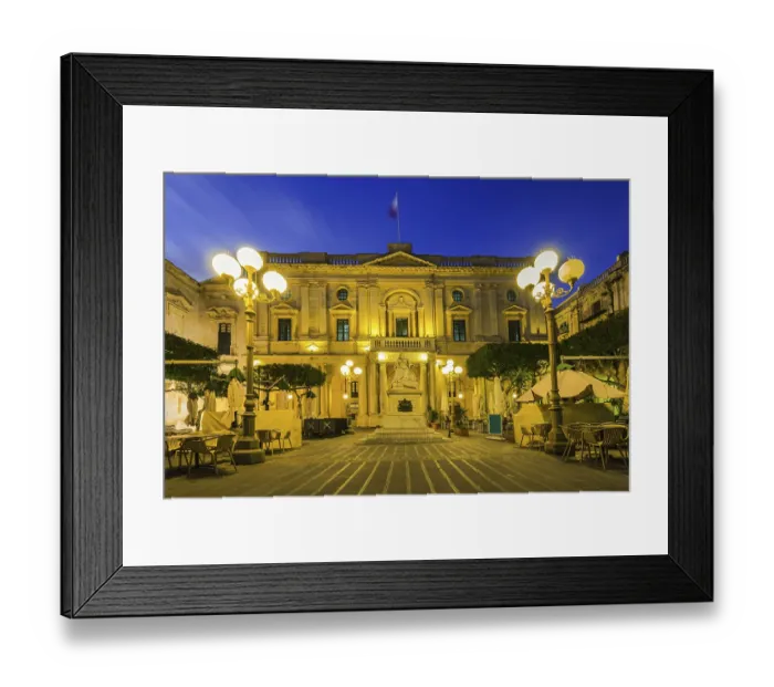 Framed Print : National Library of Malta, illuminated at evening Framed Print : National Library of Malta, illuminated at evening