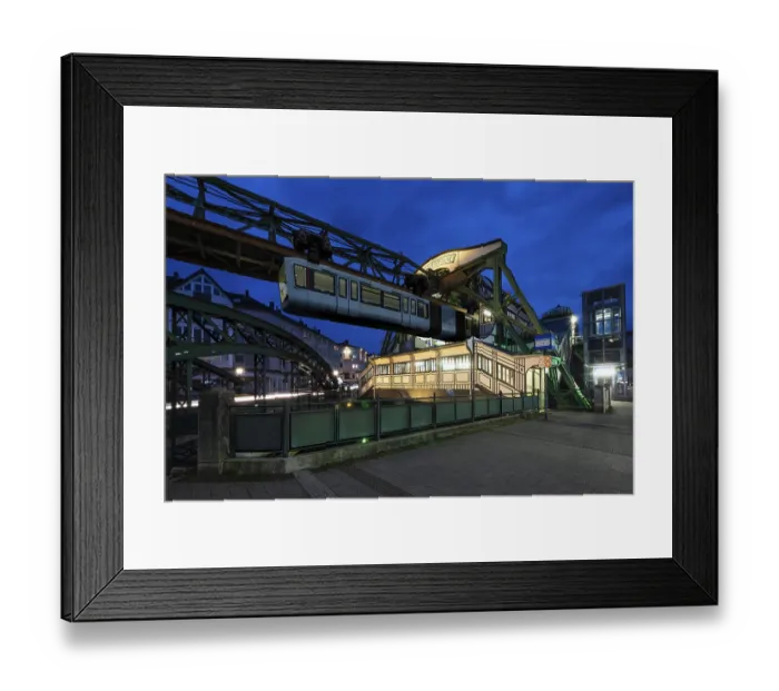 Framed Print : The Wuppertal suspension railway goes to the Werther Brucke stop Framed Print : The Wuppertal suspension railway goes to the Werther Brucke stop