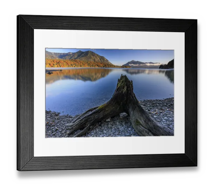 Framed Print : Mountain lake, reflection, morning light