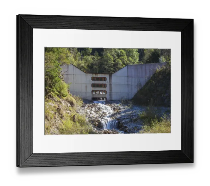 Framed Print : Construction on the Pinnsibach and forest in autumn Framed Print : Construction on the Pinnsibach and forest in autumn