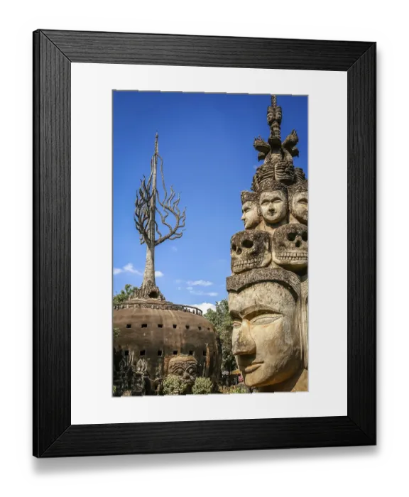 Framed Print : Sculptures in Buddha Park in Vientiane in Laos