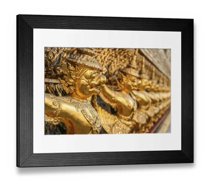 Framed Print : Golden sculptures decorating Grand Palace and Wat Phra Kaeo in Bangkok