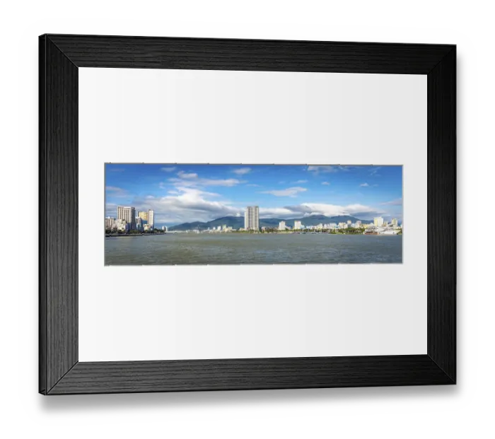 Framed Print : Da Nang, Vietnam - January 05, 2019 : panorama of DaNang city with Han River