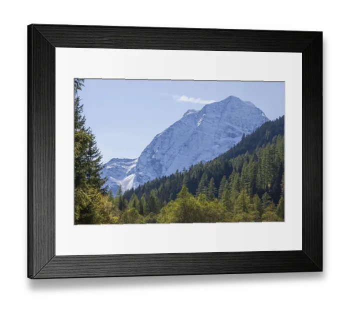 Framed Print : Snowy mountain hawk with forest in autumn Framed Print : Snowy mountain hawk with forest in autumn