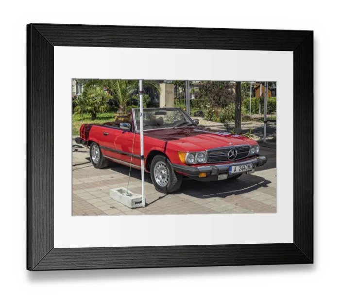 Framed Print : Retro convertible Mercedes SL on Classic cars event in Pomorie