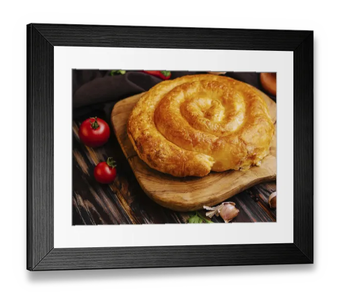 Framed Print : Food, Whole homemade baked traditional Greek cheese pie Framed Print : Food, Whole homemade baked traditional Greek cheese pie