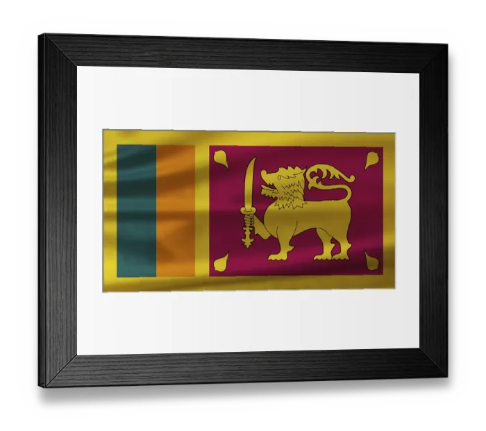 Framed Print : Sri Lanka flag with fabric texture waving