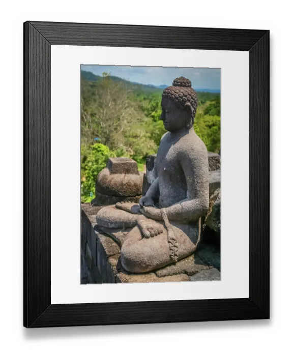 Framed Print : Buddha statue in Borobudur temple in Java in Indonesia