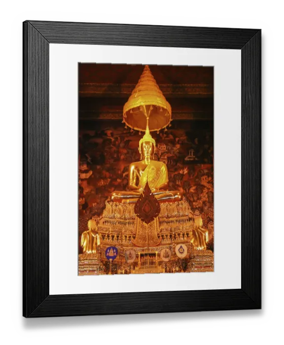 Framed Print : Statue of a golden Buddha inside a temple in Bangkok Framed Print : Statue of a golden Buddha inside a temple in Bangkok