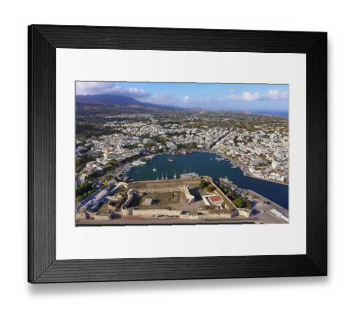 Framed Print : Aerial view, below Kastro, Neratzia fortress