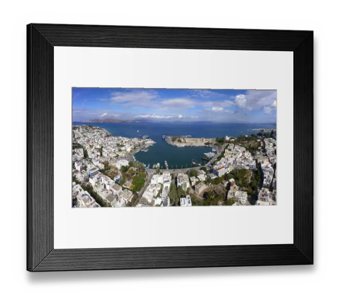 Framed Print : Aerial view, panorama, Mandraki harbor