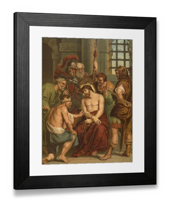 Framed Print : Biblical scene, Bible, the ridicule of Jesus in front of his crucifixion is detailed in the Gospels