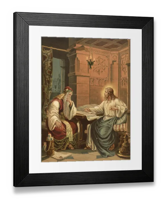 Framed Print : Biblical scene, Bible, Christ's conversation with Nicodemus